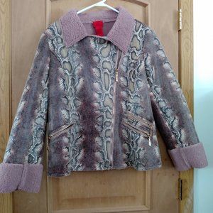 Size Large V Cristina Pink Fleece Lined Snakeskin Coat
